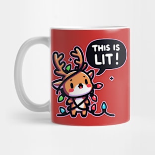 Funny Reindeer Cheer: 'This Is Lit' Festive Tee Mug